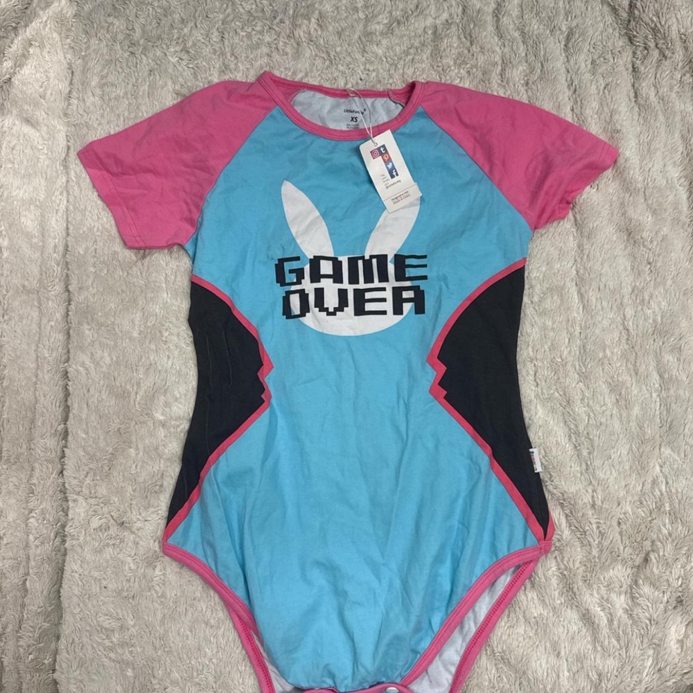 Pink and Blue Graphic Bodysuit